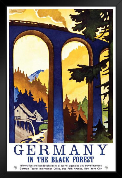 Germany In The Black Forest Vintage Illustration Travel Art Deco Vintage French Wall Art Nouveau 1920 French Advertising Vintage Poster Prints Art Nouveau Decor Stand or Hang Wood Frame Display 9x13