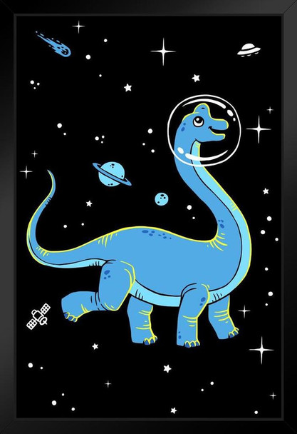 Brachiosaurus Dinos in Space Dinosaur Poster For Kids Room Space Dinosaur Decor Dinosaur Pictures For Wall Dinosaur Wall Art Prints Wall Meteor Science Stand or Hang Wood Frame Display 9x13