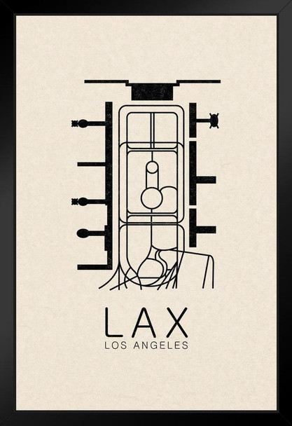 LAX Los Angeles Airport Map Art Airport Terminal Map California Stylized Airport Layout LAX Call Letters Code Stand or Hang Wood Frame Display 9x13