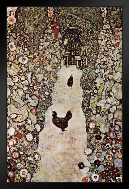 Gustav Klimt Garden Path with Chickens Symbolist Art Nouveau Prints and Posters Gustav Klimt Canvas Wall Art Fine Art Wall Decor Nature Landscape Painting Stand or Hang Wood Frame Display 9x13