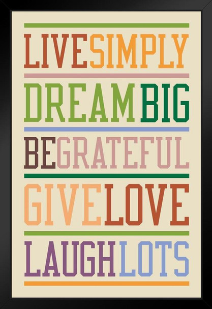 Live Simply Dream Big Cream Multi Art Print Stand or Hang Wood Frame Display Poster Print 9x13