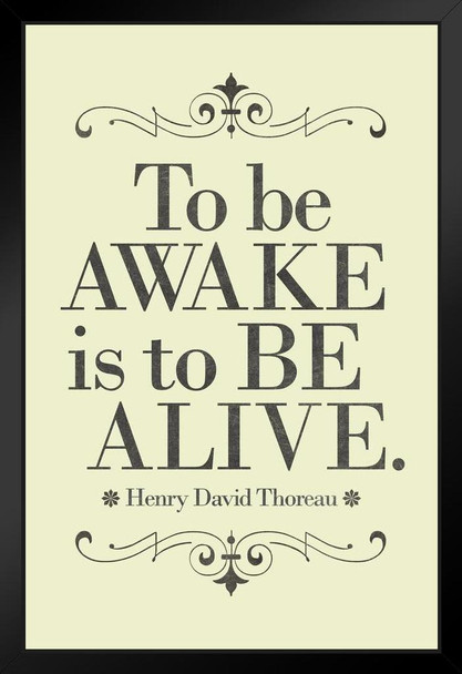 Henry David Thoreau To Be Awake Is To Be Alive Yellow Art Print Stand or Hang Wood Frame Display Poster Print 9x13