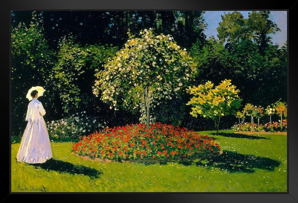 Claude Monet Woman In The Garden Impressionist Art Posters Claude Monet Prints Nature Landscape Painting Claude Monet Canvas Wall Art French Wall Decor Monet Art Stand or Hang Wood Frame Display 9x13