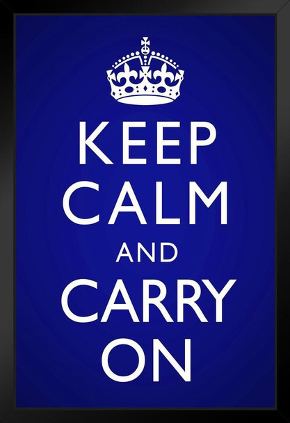Keep Calm Carry On Blue Vignette Art Print Stand or Hang Wood Frame Display Poster Print 9x13
