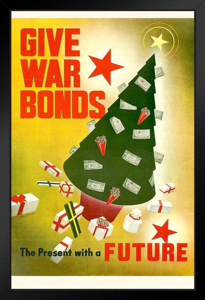 WPA War Propaganda Give War Bonds The Present With A Future Art Print Stand or Hang Wood Frame Display Poster Print 9x13