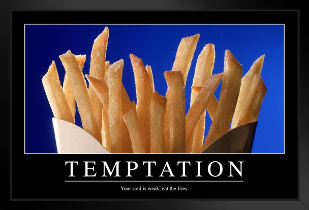 Temptation French Fries Funny Demotivational Art Print Stand or Hang Wood Frame Display Poster Print 9x13