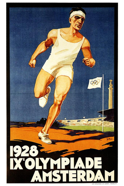 Olympiade Amsterdam 1928 Olympic Runner Running Marathon Sports Vintage Illustration Travel Cool Wall Decor Art Print Poster 24x36