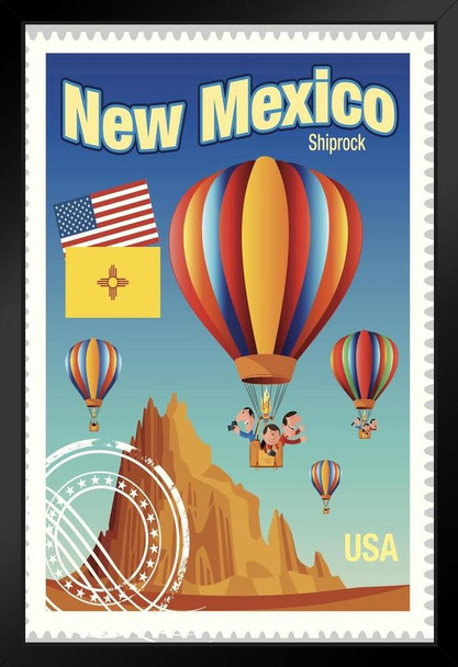 Shiprock New Mexico Hot Air Balloon Vintage Stamp Art Print Stand or Hang Wood Frame Display Poster Print 9x13
