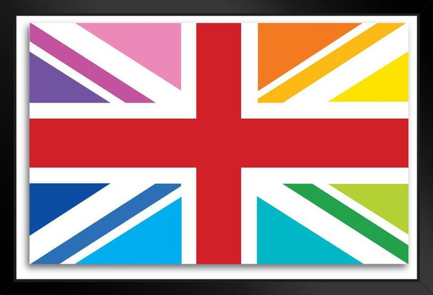 Great Britain Rainbow Gay Lesbian Rights Flag Art Print Stand or Hang Wood Frame Display Poster Print 13x9