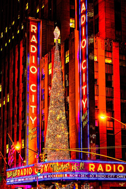 Radio City Music Hall Nee York City In Christmas NYC Photograph by Chris Lord Photo Thick Paper Sign Print Picture 8x12