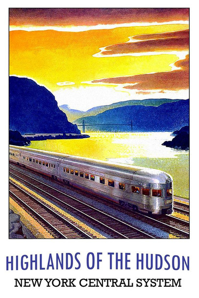 New York Central System Railroad Highlands of Hudson Vintage Travel Cool Huge Large Giant Poster Art 36x54