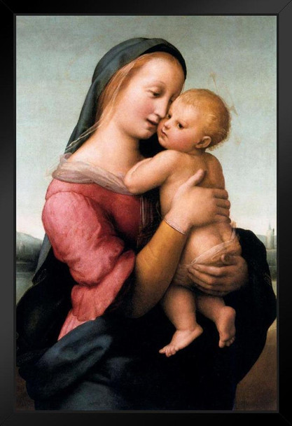 Raphael Madona Tempi Mother Baby Realism Romantic Artwork Raffaello Prints Biblical Drawings Portrait Painting Wall Art Renaissance Posters Canvas Art Stand or Hang Wood Frame Display 9x13