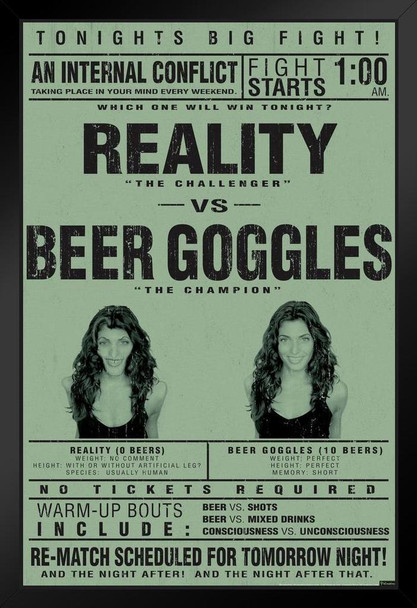 Reality vs. Beer Goggles College Humor Art Print Stand or Hang Wood Frame Display Poster Print 9x13