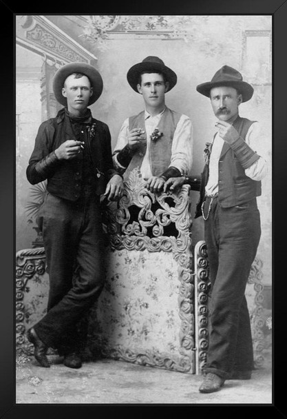 Cowboys Drinking and Smoking Vintage Photo Photograph Art Print Stand or Hang Wood Frame Display Poster Print 9x13