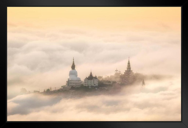 Fog Over Big Buddha Statue Temple Bangkok Photo Photograph Art Print Stand or Hang Wood Frame Display Poster Print 13x9