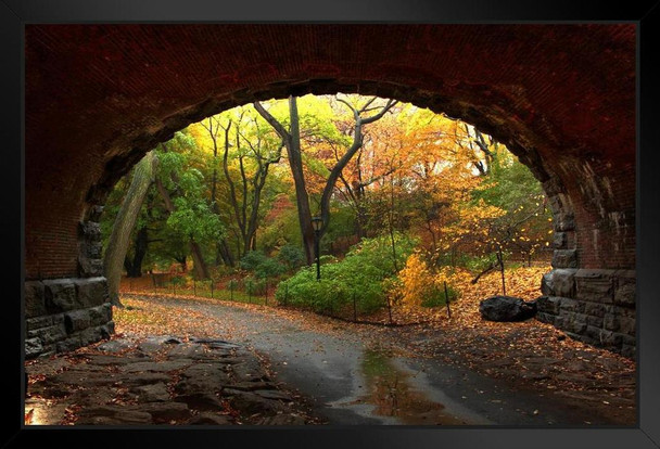 Through the Tunnel Autumn in Central Park NYC Photo Photograph Art Print Stand or Hang Wood Frame Display Poster Print 13x9