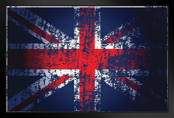 United Kingdom Union Jack Flag with Brush Strokes Art Print Stand or Hang Wood Frame Display Poster Print 9x13