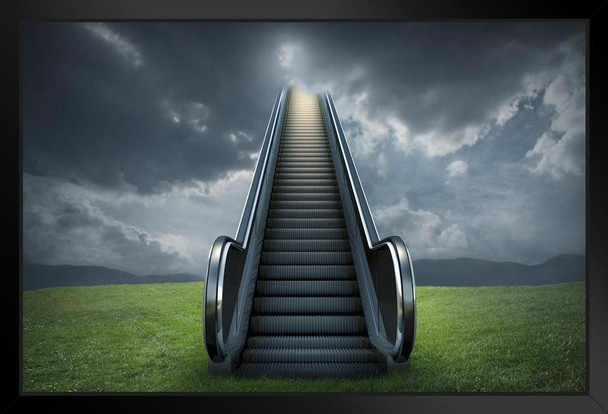 Escalator to Heaven Cloudy Sky Rural Landscape Photo Photograph Art Print Stand or Hang Wood Frame Display Poster Print 13x9