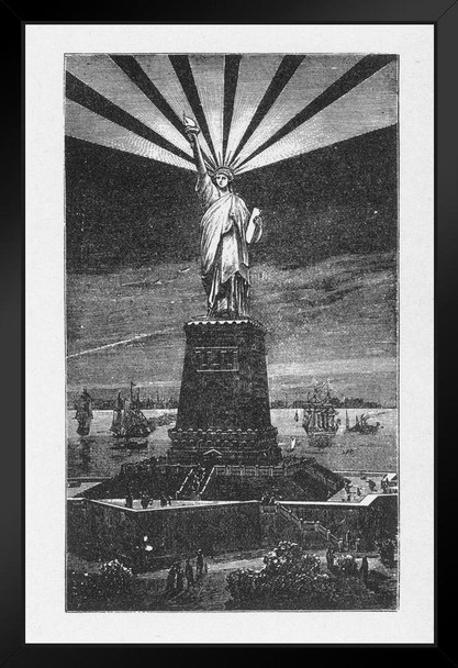 Statue of Liberty Victorian 1878 Engraving Art Print Stand or Hang Wood Frame Display Poster Print 9x13