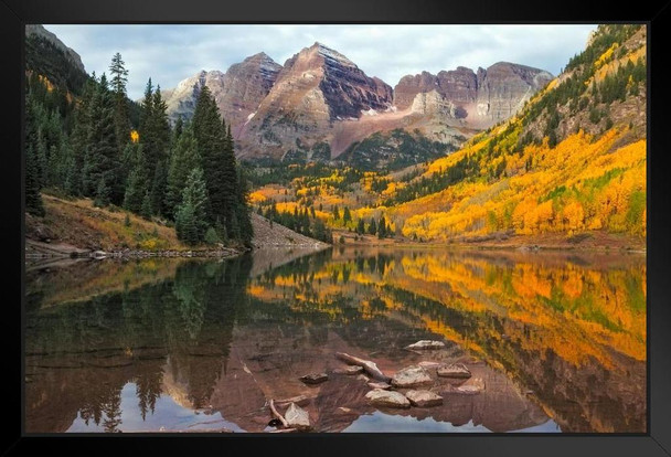 Maroon Bells Elk Mountains at Sunrise Photo Photograph Art Print Stand or Hang Wood Frame Display Poster Print 13x9