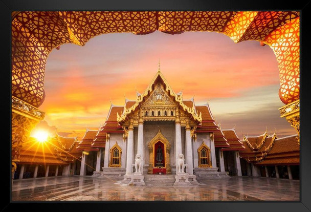 The Marble Temple Bangkok Thailand at Dawn Photo Photograph Art Print Stand or Hang Wood Frame Display Poster Print 13x9