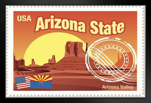 Arizona State Vintage Travel Stamp Art Print Stand or Hang Wood Frame Display Poster Print 13x9