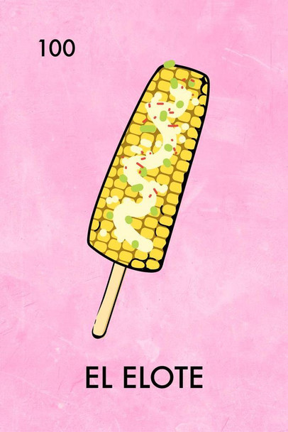 Laminated El Elote Mexican Lottery Parody Street Corn on the Cob Mexican Food Funny Day Of Dead Dia Los Muertos Decorations Mexico Party Spanish Native Bingo Poster Dry Erase Wall Art 24x36