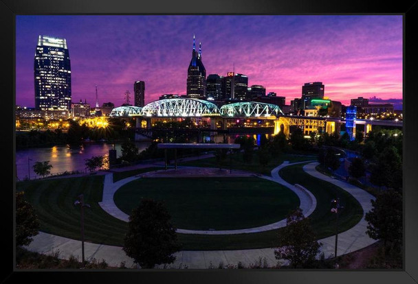 Nashville Tennessee Skyline at Sunset Photo Photograph Art Print Stand or Hang Wood Frame Display Poster Print 13x9