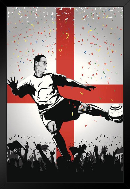 England Soccer Player Sports Art Print Stand or Hang Wood Frame Display Poster Print 9x13