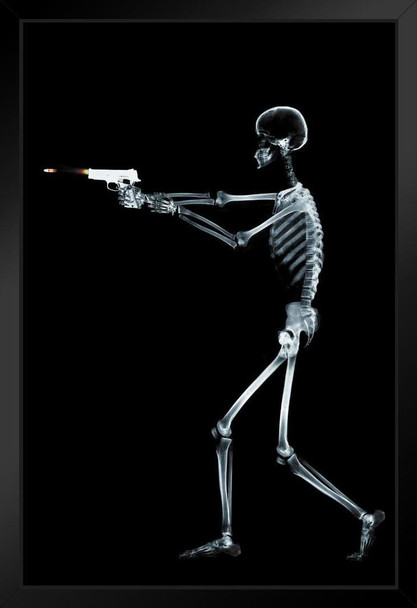 Skeleton Shooting Gun X Ray Photo Photograph Art Print Stand or Hang Wood Frame Display Poster Print 9x13