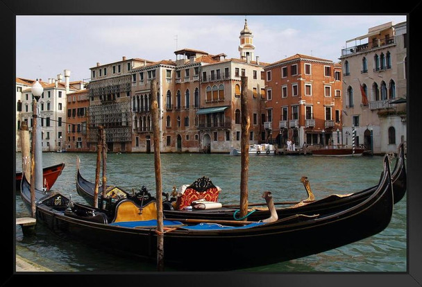 Gondola in Canals of Venice Italy Photo Photograph Art Print Stand or Hang Wood Frame Display Poster Print 13x9