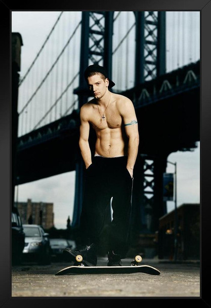 Hot Guy with Skateboard With Hands in Pockets Photo Photograph Art Print Stand or Hang Wood Frame Display Poster Print 9x13