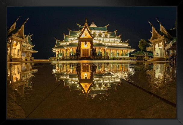 Amazing Buddhist Church Reflection Wat Pa Phu Gon Photo Photograph Art Print Stand or Hang Wood Frame Display Poster Print 13x9