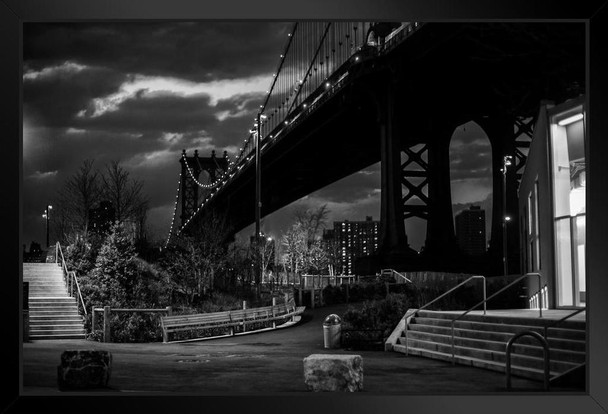 Manhattan Bridge from DUMBO Brooklyn New York B&W Photo Photograph Art Print Stand or Hang Wood Frame Display Poster Print 13x9