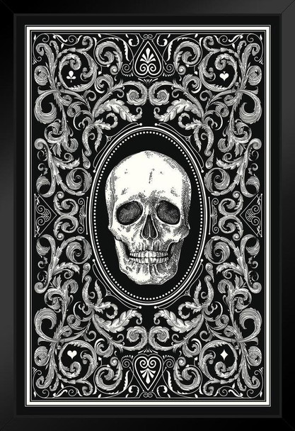 Human Skull Playing Card Design Art Print Stand or Hang Wood Frame Display Poster Print 9x13