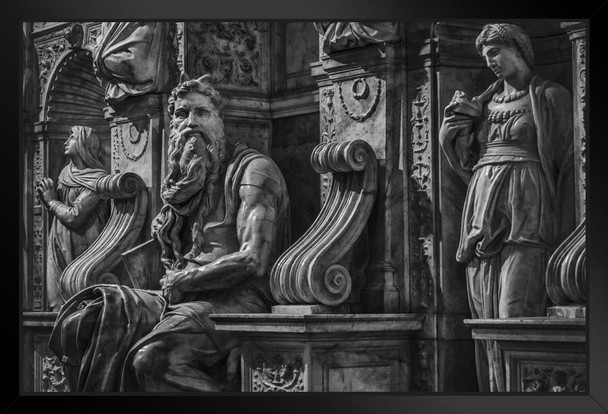 Moses Rachel and Leah Statues Tomb Pope Julius II Photo Photograph Art Print Stand or Hang Wood Frame Display Poster Print 13x9