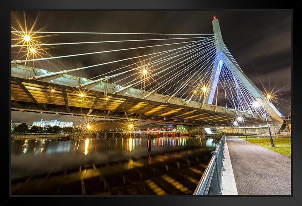 Leonard Zakim Bunker Hill Memorial Bridge Boston Photo Photograph Art Print Stand or Hang Wood Frame Display Poster Print 13x9