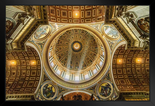 Dome and Frescos St Peters Basilica in Rome Italy Photo Photograph Art Print Stand or Hang Wood Frame Display Poster Print 13x9