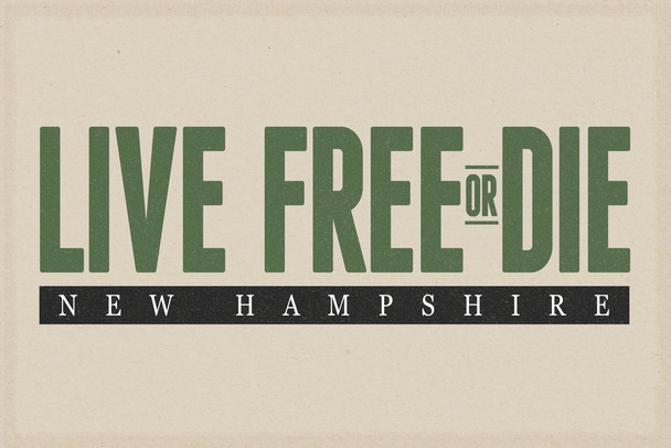 Live Free Or Die New Hampshire Granite State Motto Pride Home Travel Modern Retro Vintage Style Cool Wall Art Print Poster 12x18