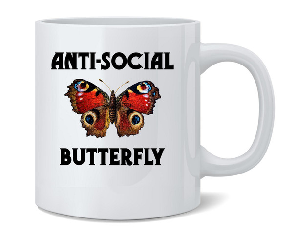 Anti-Social Butterfly Introvert Snarky RetroCoffee Mug 12oz