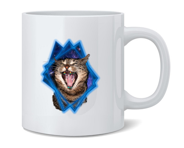 Space Cat Retro Neon Galaxy Ceramic Coffee Mug Tea Cup Fun Novelty Gift 12 oz