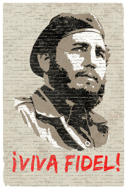 Viva Fidel Castro Portrait Cuba Graffiti Sign Poster Communist Dictator Leader Politics Cool Wall Decor Art Print Poster 12x18