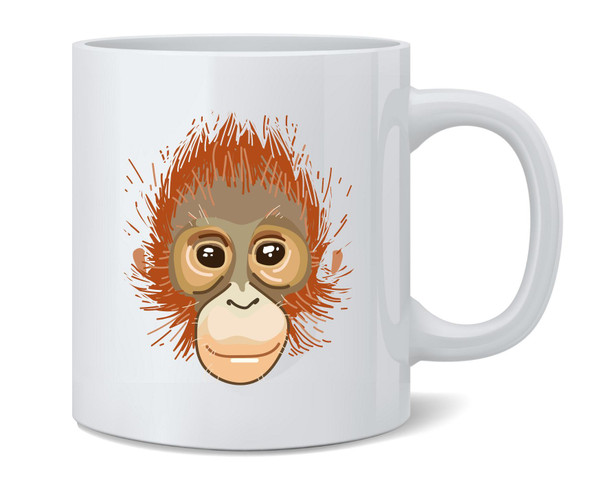 Orangutan Monkey Big Animal Face Cute Funny Ceramic Coffee Mug Tea Cup Fun Novelty Gift 12 oz