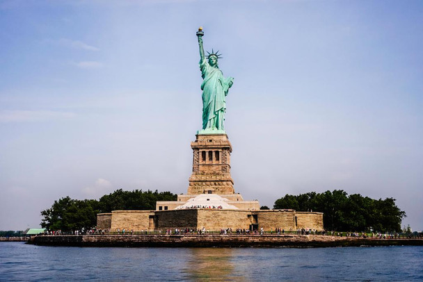 Laminated Statue of Liberty New York City Harbor Photo Art Print Cool Wall Art Poster Dry Erase Sign 36x24