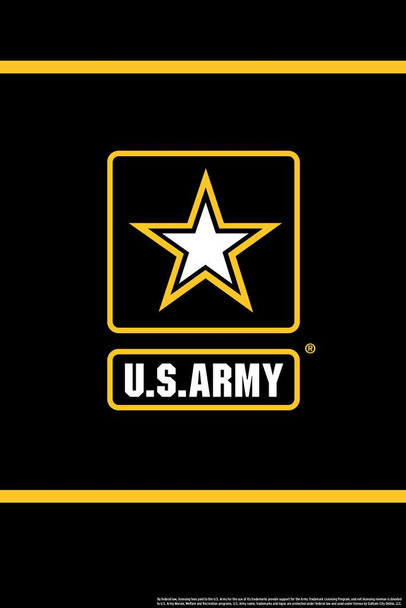 Laminated US Army Logo Gold Stripes USA Army Family American Military Veteran Motivational Patriotic Officially Licensed Poster Dry Erase Sign 12x18