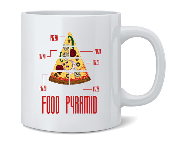 Pizza Food Pyramid Graphic Funny Parody Coffee Mug 12oz