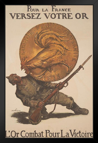 WPA War Propaganda France Give Your Gold Fight For Victory Pour France Versez Votre Art Print Stand or Hang Wood Frame Display Poster Print 9x13