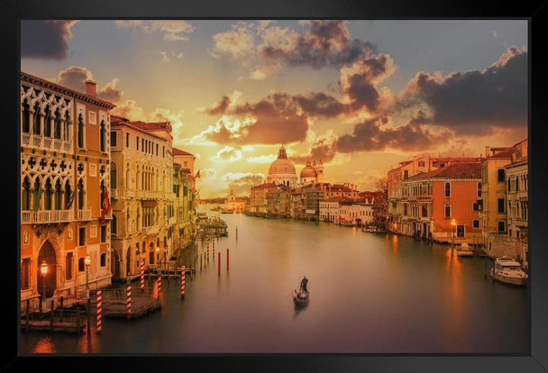 Gondola in the Grand Canal at Sunset Venice Italy Photo Photograph Art Print Stand or Hang Wood Frame Display Poster Print 13x9