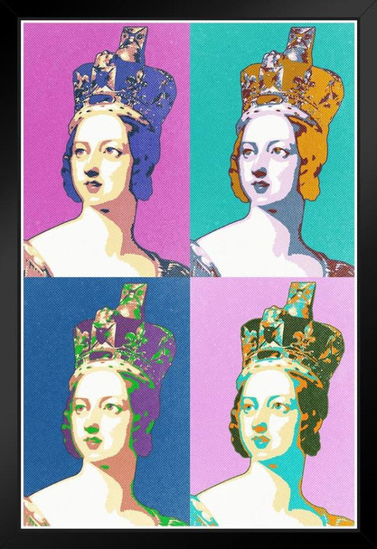 Queen Victoria Pink and Blue Pop Art Print Stand or Hang Wood Frame Display Poster Print 9x13