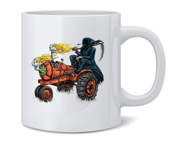 Funny Grim Reaper Shirt Hot Pepper Tractor Coffee Mug 12oz